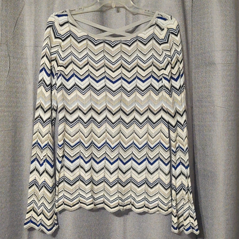White House Black Market Sparkly Chevron Sweater Sz Small